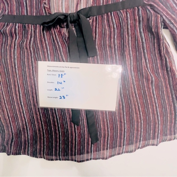 BCBGeneration Ruffle Front Pirate SHEER STRIPED BLOUSE BELL SLEEVES XXS - Picture 11 of 13